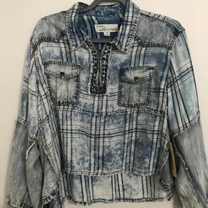 Vintage Havana Denim Half Zip Top Sz Small